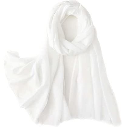 OgLuxe Women Ladies Breatheable Solid Soft Chiffon Fashion Scarf Shawl Wrap White