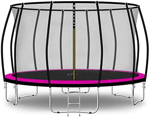 Baunsal® Trampolin Outdoor Ø 427 cm (FGIS) pink-schwarz als Komplettset Gartenspielzeug Kindertrampolin Gartentrampolin rund Garten Spielzeug für Kinder