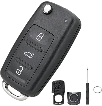 3 Tasten Auto Schlüssel Gehäuse für vw klappschlüssel Golf 4 schlüssel gehäuse VW Volkswagen Golf Mk6 T1guan Polo Passat CC SEAT Skoda Octavia mit Schraubendreher Schlüsselring