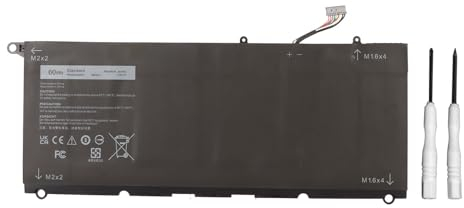 60WH Laptop-batteri för for XPS 13 XPS13 9350 13D XPS13D 9343-serien, XPS13D 9343 1808T XPS13D 9343 3708 XPS13D 9343 1708, Laddning Upp Till 1000 Cykler