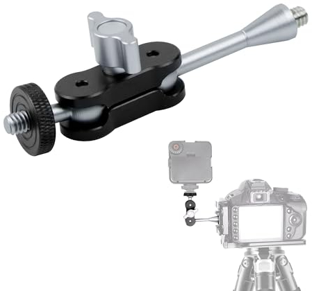 Brazo Magico, Super Clamp Magic Arm Con Cabeza Esférica Giratoria De 360°, Abrazadera Cámara Rosca Universal 1/4 Pulgada, Montura Monitor Luz Relleno Para Fotografía Teléfono Móvil, Gris 1 Pieza