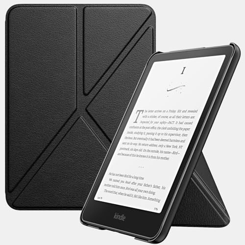 MoKo Custodia per 7 Kindle Paperwhite 12a Generation 2025/2026 e Kindle Colorsoft 2024/2025, Case Piegare con Cover Posteriore Magnetica in PC, Non Adatto a Kobo, Nero