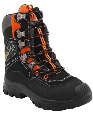 Sägenspezi Botas de protección contra cortes Guardian Forest Zapatos Forst Trabajo Forestal, negro, naranja, 39 EU