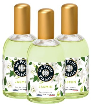 Les Petits Plaisirs - Lot de 3 - Eau de toilette florale Jasmin, Eau de toilette femme, Florale et musquée. Coffret cadeau femme, Made in France, flacon 110ml