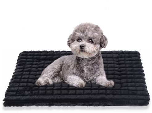 BVAGSS Flauschiges Orthopädisches Hundebett, Waschbar Hundematte, rutschfeste Unterseite, Plüsch Hundekissen Weiche und Warme Hundematte für klein mittel große Hunde XH082 (60x45cm,Schwarz)