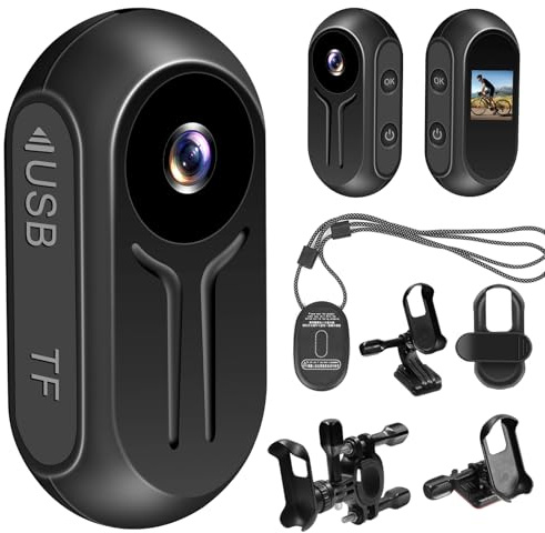 LXMIMI Cámara de Acción Mejorada, 120° Mini Cámara de Vídeo de Acción, Imán Mini Cámara de Cuerpo, Cámara de Deporte Portátil HD 1080P Cámara de Acción con Pantalla para Montar a Caballo o Senderismo