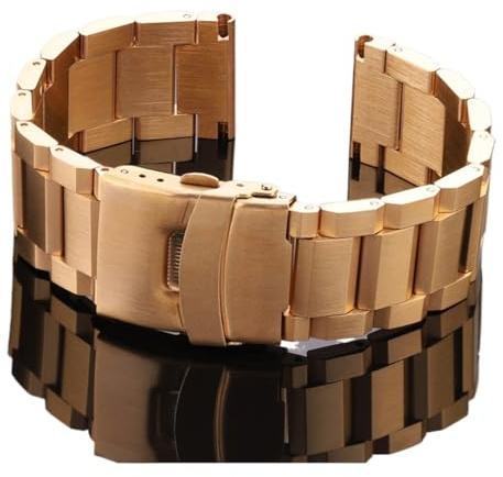 HMFANG Klockarmband i rostfritt stål Kvinnor Män Metall Klockarmband Länkarmband 18 mm 20 mm 22 mm 24 mm Tillbehör Silver Rose Guld Svart(Gold,18mm)