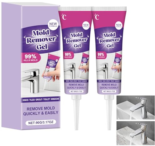 VETIXLO Gel Antimuffa 2x90g, Mold Remover Gel Potente, Detergente per Muffa per Bagno, Cucina e Pareti, Pulizia Profonda per Fughe e Superfici Umide