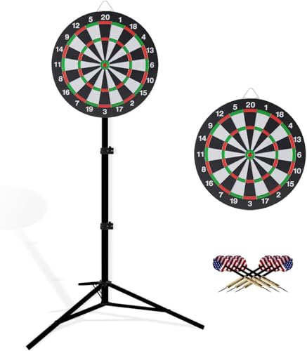 Dartscheibenständer mit 6 Darts, Höhenverstellbar von 86–188 cm