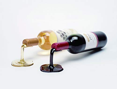 Beyond123 Spilled Wine Bottle Holder - Fun and Unique Way to Display Your Favorite Wine - Red and White (Set of 2)