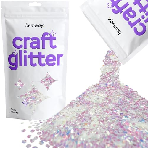 Hemway Craft Glitter Mother of Pearl Iridescent 100g Super Chunky Glitter | for Crafts, Resin, Cosmetic, Nail, Face, Body, Festival, Tumblers, Art, Candle, Crafting