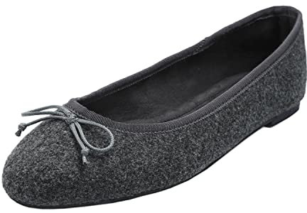 Feversole Women's Suede Macaroon Colorful Memory Foam Cushion Ballet Flat Black Faux Woolen Size 4
