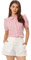 Allegra K Women's Plaid Blouse Puff Short Sleeve Gingham Peter Pan Collar Button Down Shirt Pink M