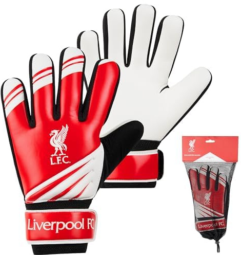 Liverpool FC Torwarthandschuhe Kinder Jungen mit rutschfestem Grip, Goalkeeper Gloves Größe 5 oder 7 - Fußball Zubehör (Größe 7)