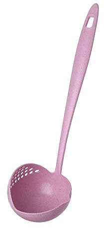 JOEBO Cuchara de Paja de Trigo Cuchara colador 2 en 1 Cuchara Grande de plástico de Mango Largo vajilla ecológica Cuchara de Olla Caliente Verde / 214 (Color : Pink)