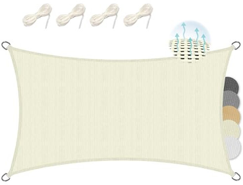 Sol Royal Tenda a Vela Ombreggiante Rettangolare 5x6 m HDPE SolVision HS9 - Vele Parasole da Giardino Traspirante Protezione Parasole e Raggi UV - Tendone Tende Crema 500x600 cm