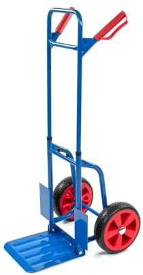 HEMMDAL Sackkarre | 200 kg Tragkraft | HxB 112 x 47 cm | 29 cm Schaufeltiefe | faltbar | aus Stahl | Teleskop-Bügelgriff | Blau | platzsparend | klappbar | Lastentransport | Transportkarre