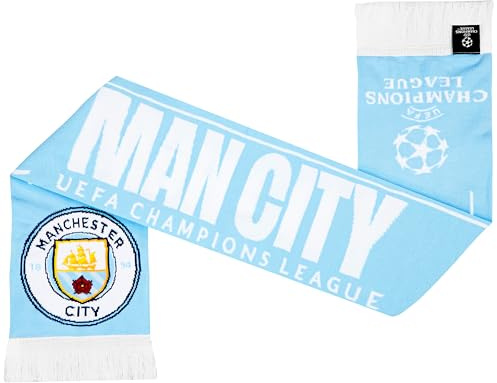 MANCHESTER CITY F.C. Scarf for Boys Teens & Adults, Soft Knit Winter Accessory, Champions League Football Man City, Gifts for Him