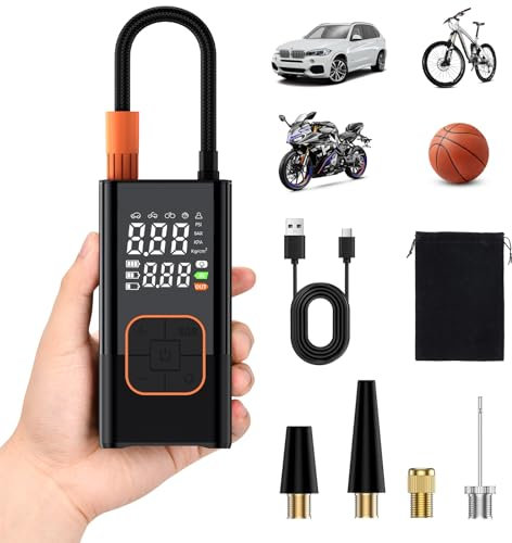 BOOTEEK Compresseur à Air Portatif,Gonfleur Pneus Voiture Sans Fil avec Jauge,150PSI Compresseur Voiture Portable,Accessoire Voiture pour Hommes,Gonfleur Electrique pour Voiture Vélo Moto Balle