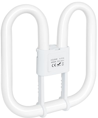 GR10Q 4-PIN 28W Compact Fluorescent Lamp Neutral White 4000K, 230V(Large Size 20 * 20cm), Recessed Ceiling Light, CFL Light Bulb, Low Energy Light Bulb, Suitable for Indoor Stair Corridors, Halls