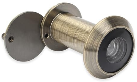 Judas de porte avec brise-vue - En laiton massif - 200 degrés - Montage dans des battants de porte de 35 à 55 mm - Pivotant - Avec obligation lourde - Brise-vue - Pour le domicile, le bureau, l'hôtel