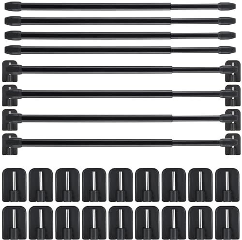 Jetec Barra de Cortina de Plástico Extensible Ajustable para Armario Ventana Varilla de Extensión Poste de Riel de Cortina Autoadhesiva para Hotel Baño, 15,7-27,5 Pulgadas(Negro,8 Piezas)