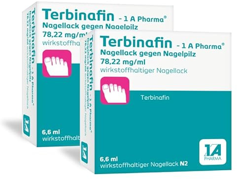 Terbinafin – 1 A Pharma® | 1. Nagellack gegen Nagelpilz| 2x 6,6 ml | Bekämpft den Nagelpilz* gezielt | Trocknet in 30 Sekunden
