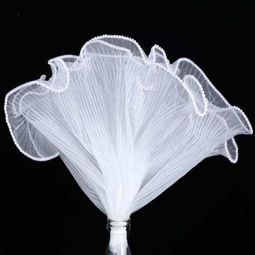 Heclia Pearl Mesh for Bouquets 4 Yard Flower Wrapping Mesh Paper White Bouquet Wrapping Papers White Floral Meshes Paper Pearl Package Papers Bride Wedding Gift Packaging Wrinkled Translucent Design