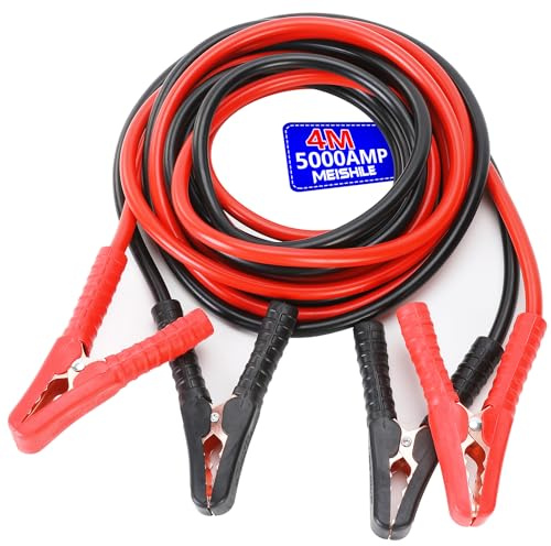 Cavi Batteria Auto, 5000A Cavo Di Avviamento, Cavi per Batteria Auto, Cavi Auto Batteria, Cavi Di Avviamento per Batteria Auto per Auto, Camion, Rame-Per Un Avviamento Sicuro Ed Efficiente (4M)