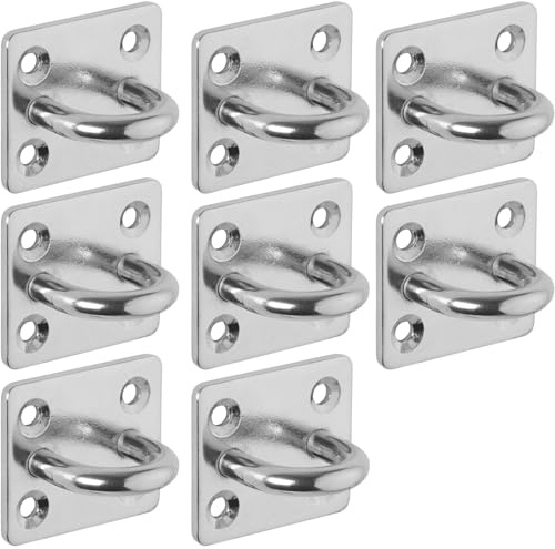 SOTECH Ensemble de 8 œillets de montage, plaque d'ancrage 40 x 35 mm, en acier inox V2A SS304, œillet de plafond pour auvents, sacs de sable, poulies de corde et bien plus encore.
