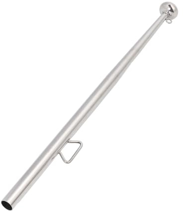 Mástil de bandera para embarcaciones de 610 mm, mástil de bandera de montaje en barandilla de acero inoxidable grado marino 316 para yates, caravanas y barcos de pesca, soporte de (Cabeza de bola