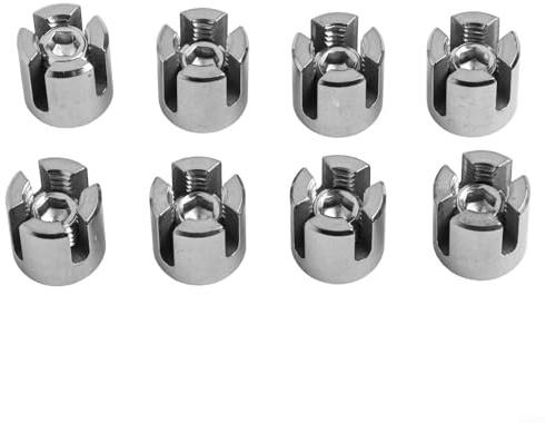 Clip per funi metalliche in acciaio inossidabile 316, morsetti a croce da 4 mm per traliccio da giardino e supporto per vite, lucidate a specchio, confezione da 8