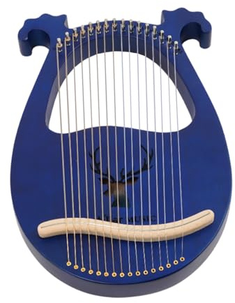 16 String Lyre Harp Solid Mahogany Blue with Tuning Kit