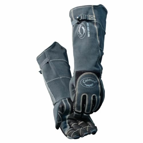 Caiman Premium Sheep Grain MIG/Stick Welding Gloves, Heavy Duty Triple-Layer Cuff, Boarhide Reinforcement, 3-D Kontour, Kevlar, Dark Gray, Large (1879-5)