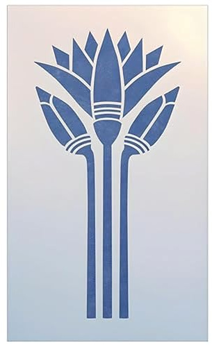 Egyptian Lotus Stencil Template - 5 x 10 - for Painting | Ancient Egypt Floral Pattern for Walls, Furniture, Crafts | Durable 10 Mil Mylar Plastic - The Artful Stencil