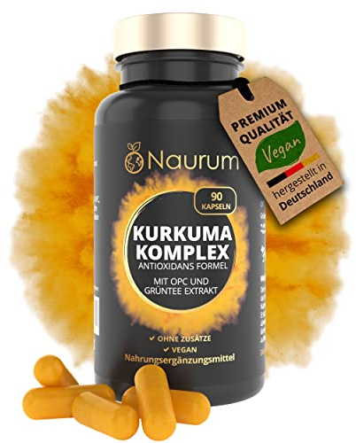 NAURUM® Kurkuma Extrakt - Curcumingehalt EINER Kapsel entspricht dem von ca. 10.000mg Curcuma - Hochdosiert mit 95% Extrakt - laborgeprüft, vegan, made in germany