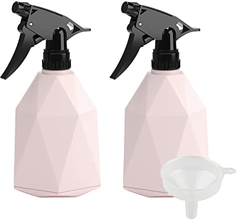 ZEOABSY 2 Pièces Rose Flacon Spray Vide 600ml, Vaporisateur Brumisateur, 20oz Bouteilles Pulvérisateur en Plastique pour Cheveux Pour Coiffure, Plante Fleurs, Domicile, 1 Pièce Entonnoir