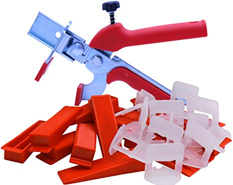 Bauhandel24 - Fliesenverlegehilfe Set 1mm, 201-teiliges Nivelliersystem, Verlegehilfe Fliesenkeile, Zuglaschen, Fliesen Werkzeug