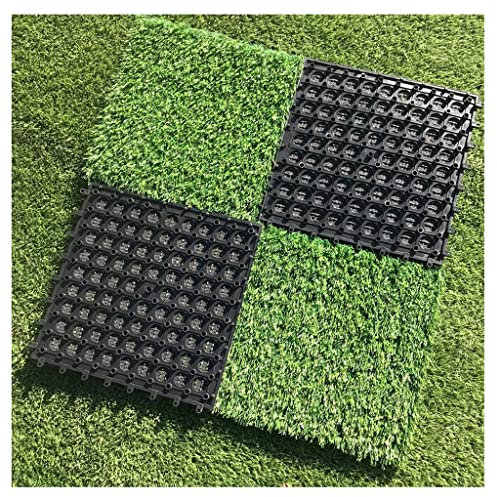 Pavimentazione Erba Sintetica Mattonelle di Giuntura Artificiale del Prato Inglese, Stuoie Auto Drenanti Ad Incastro, Stuoie Decorative del Pavimento per Tutte Le Stagioni, 30x30 Cm/12x12
