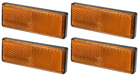 Partuto 4 st 3,46 tum x 1,26 tum universell reflektor - Säkerhetsreflektor för motorcykel cykel för att öka synligheten och säkerheten på vägen - orange plast