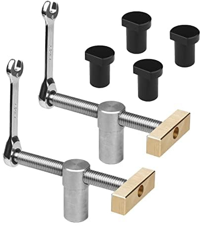 2 Piece Table Workbench Clamp with 4pcs Bench Dogs, Table Workbench Auxiliary Tool Vice Woodworking Desktop Fast Fixed Clip Clamp, DIY Positioning Bench Hole Planing Stop Clamp Set (20mm,Black)