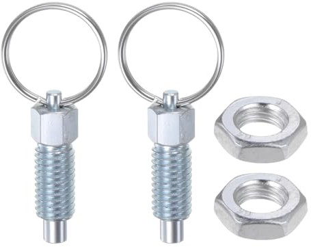 QUARKZMAN 2 Piezas Pasador de Resorte con Anillo de Extracción 3/8˝-16 Longitud de Rosca 0.79 Cabeza Plana Acero al Carbono Retráctil No Bloqueable Pasador de Índice