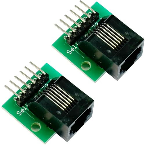 PENGLIN Lot de 2 adaptateurs RJ11 femelles avec carte de circuit imprimé, carte de dérivation RJ11 6P6C avec broche, adaptateur de prise téléphonique RJ11 6 broches