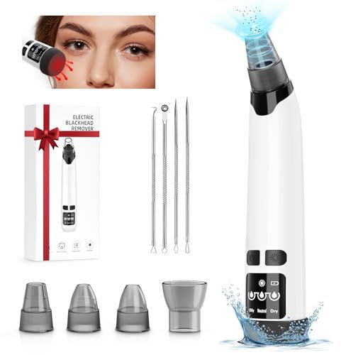 maxtachi Aspiratore Punti Neri Professionale con Regolazione a 3 Velocità&4 Punte Intercambiabili&Funzione Impacco Caldo per la Cura Della Pelle Secca,Grassa e Mista e la Pulizia Profonda Punti Neri