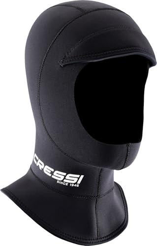 CRESSI Unisex-Adult Guardian Peaked Hood Kapuze mit 2 mm Dickem, Doppelt Gefüttertem Neoprenvisier, Schwarz, XL/5
