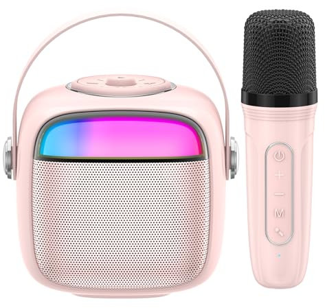Karaoke Portatile con Microfono Bluetooth per Bambini e Adulti, Lettore Karaoke Ricaricabile con Luci LED, Feste e Viaggi