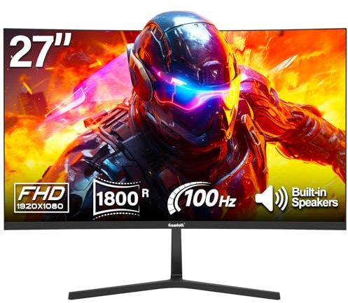 Gawfolk 24,5 Zoll Curved Monitor mit Eingebauten Lautsprechern, 3000R 120Hz PC Gaming Bildschirm Full HD 1080P, HDMI 2.0, VGA, VESA 75 * 75mm