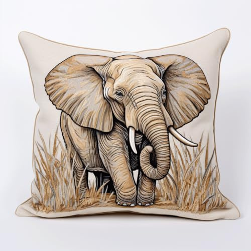 Taxpy Kit di Cuscini con Gancio a Scatto Elefante animale Kit Gancio Di Chiusura Cuscino per Uncinetto Cucito, Kits per Cuscini con Ganci di Chiusura 43x43cm