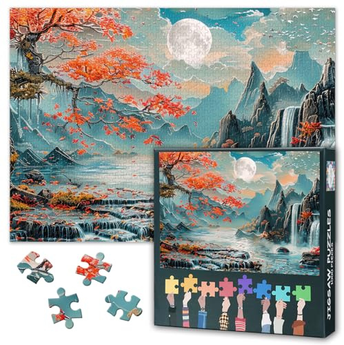 Puzzle 1000 pièces adultes paysage d'automne 1000 puzzle pour adultes peinture de paysage puzzles jeu d'adresse décoration murale et cadeau jeu de défi, 50 x 70 cm