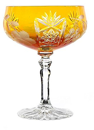 Sektschale Cocktailschale Champagnerschale Traube 200 ml Gelb Handgeschliffen Kristallglas